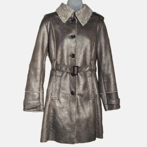 NWT Christoper & Banks Faux Suede Faux Fur Coat